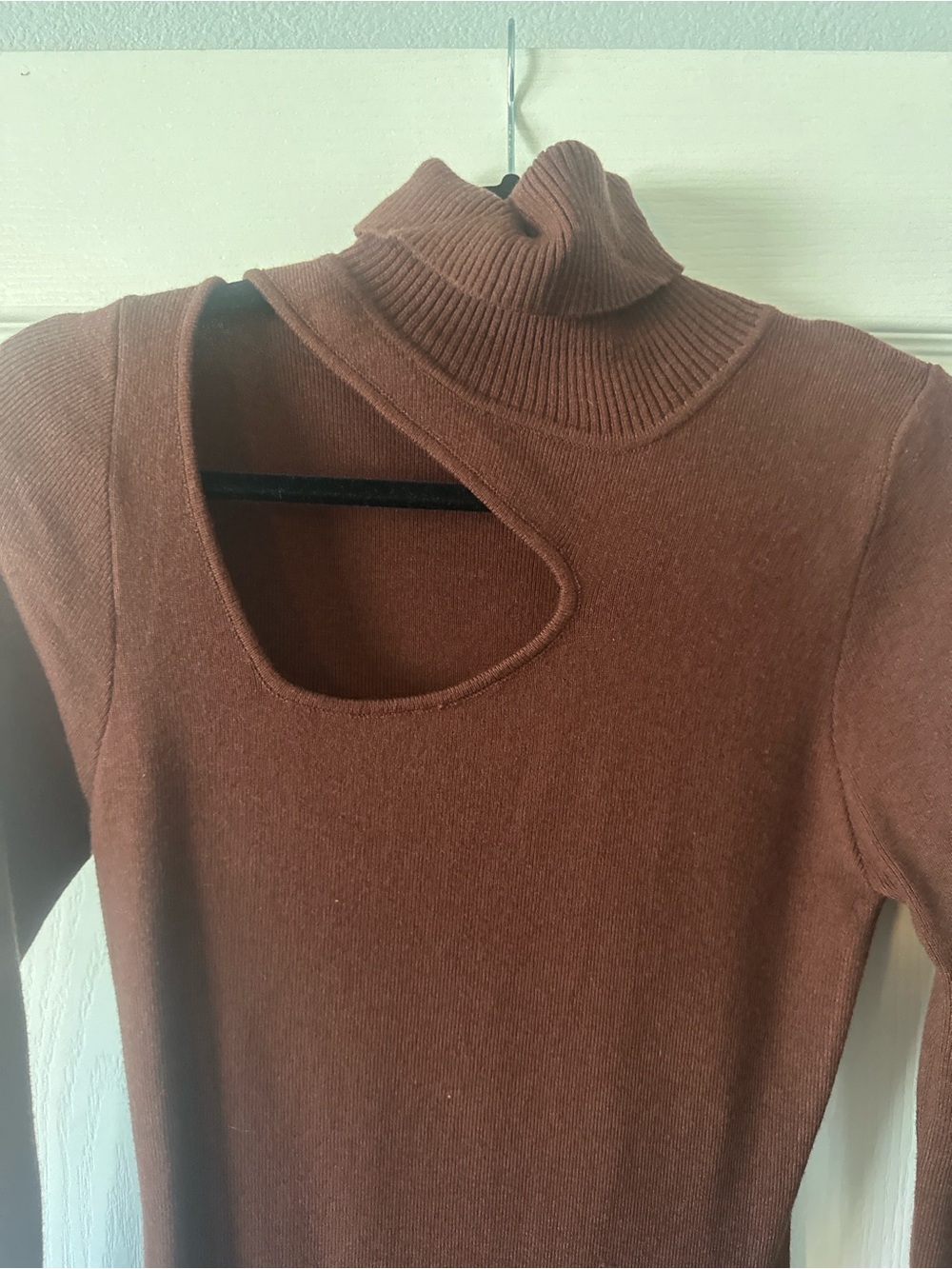 Forever 21 Chocolate Brown Asymmetric Long-Sleeve Bodycon Dress